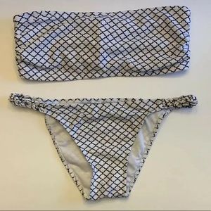 Zaful Bandeau Bikini black and white size large